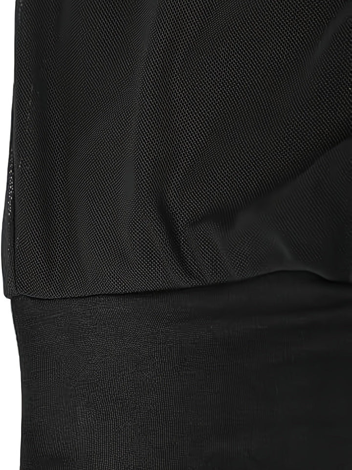 Mesh Blouse - Korte Mouwen & Gerimpeld Detail
