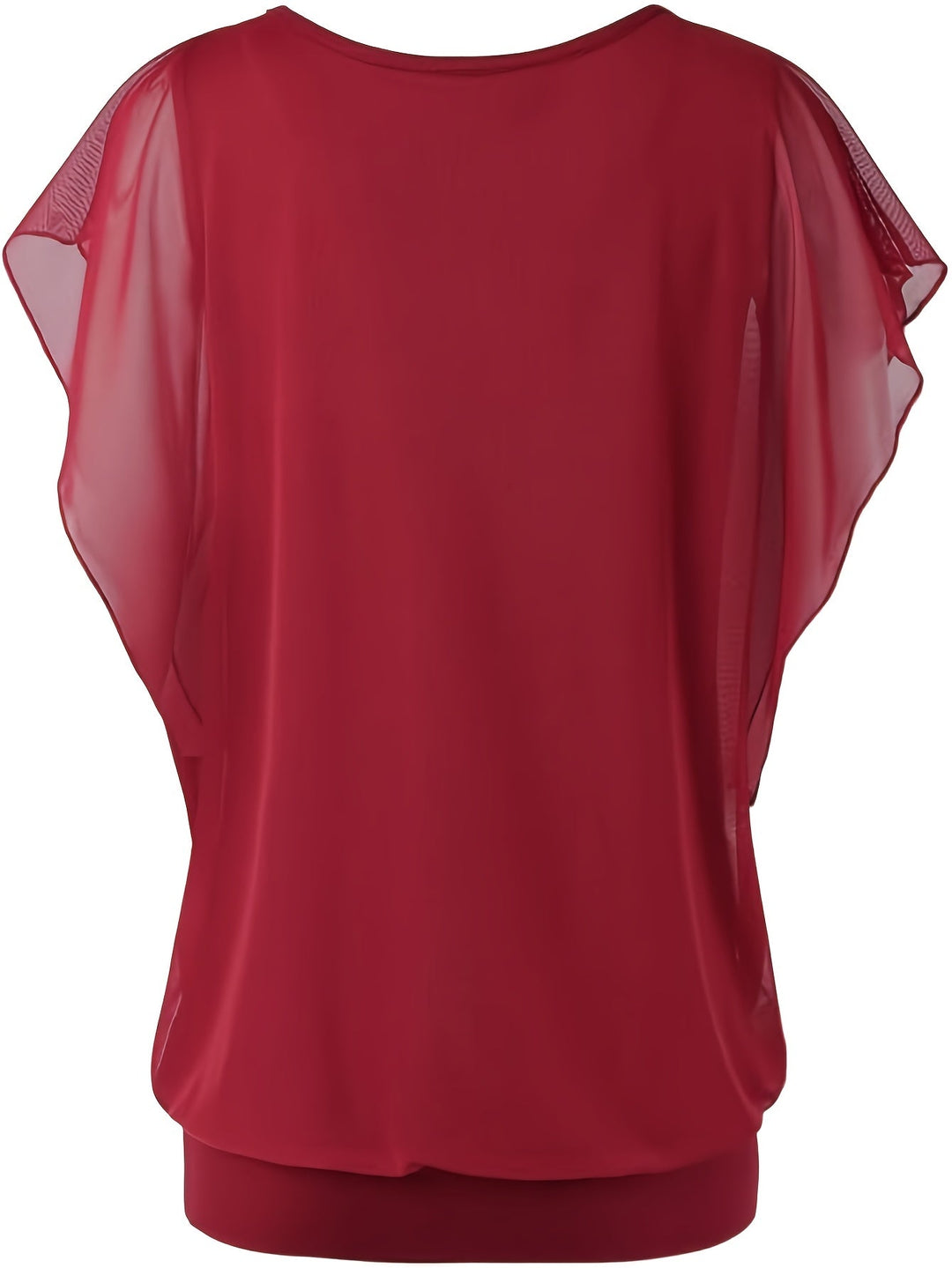Mesh Blouse - Korte Mouwen & Gerimpeld Detail