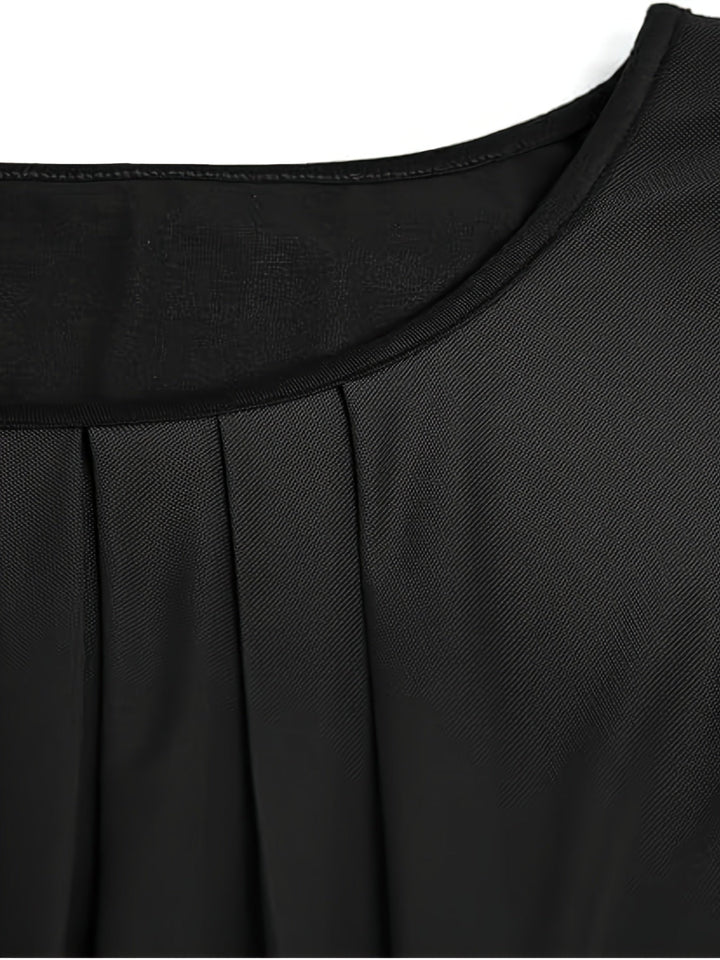 Mesh Blouse - Korte Mouwen & Gerimpeld Detail