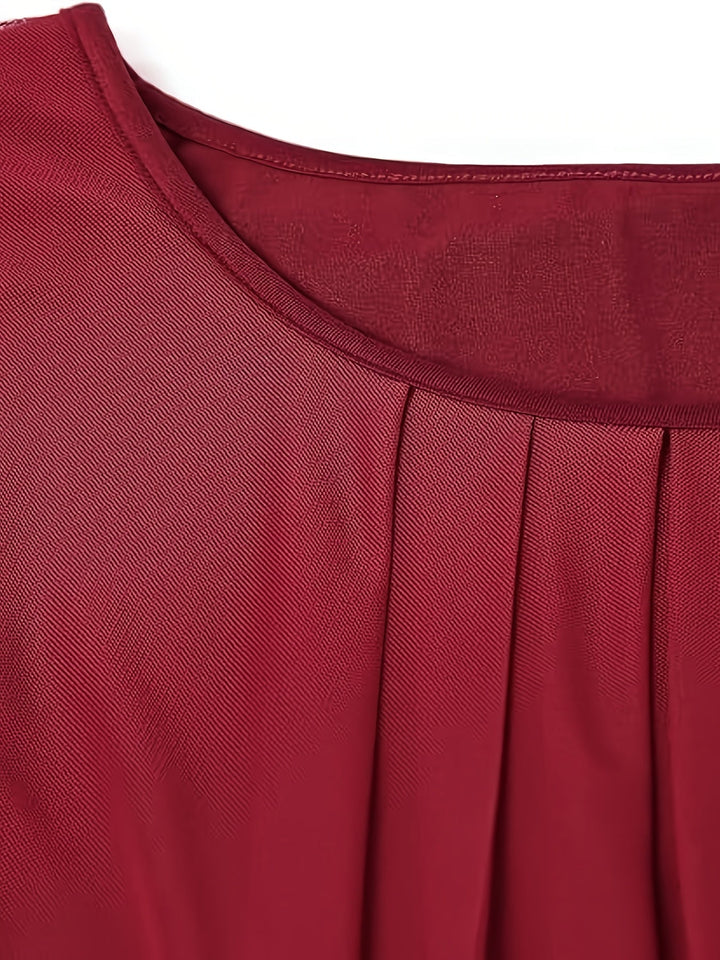 Mesh Blouse - Korte Mouwen & Gerimpeld Detail