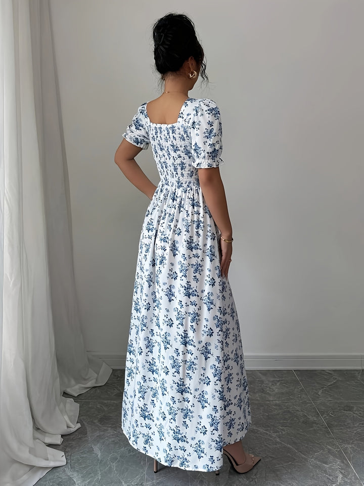 Midi Jurk – Gebonden Taille & Korte Mouwen