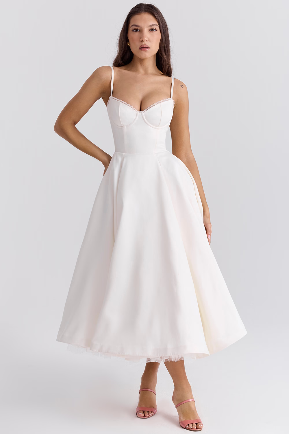 Midi Jurk - Korset Buste & Volle Rok Met Nauwsluiting