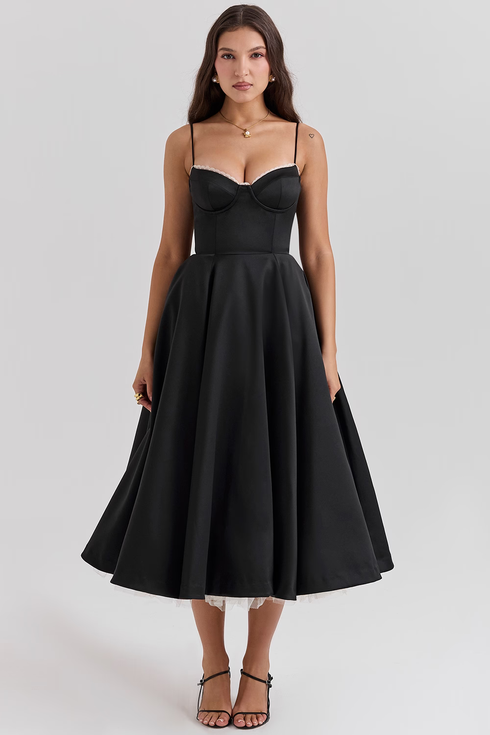Midi Jurk - Korset Buste & Volle Rok Met Nauwsluiting