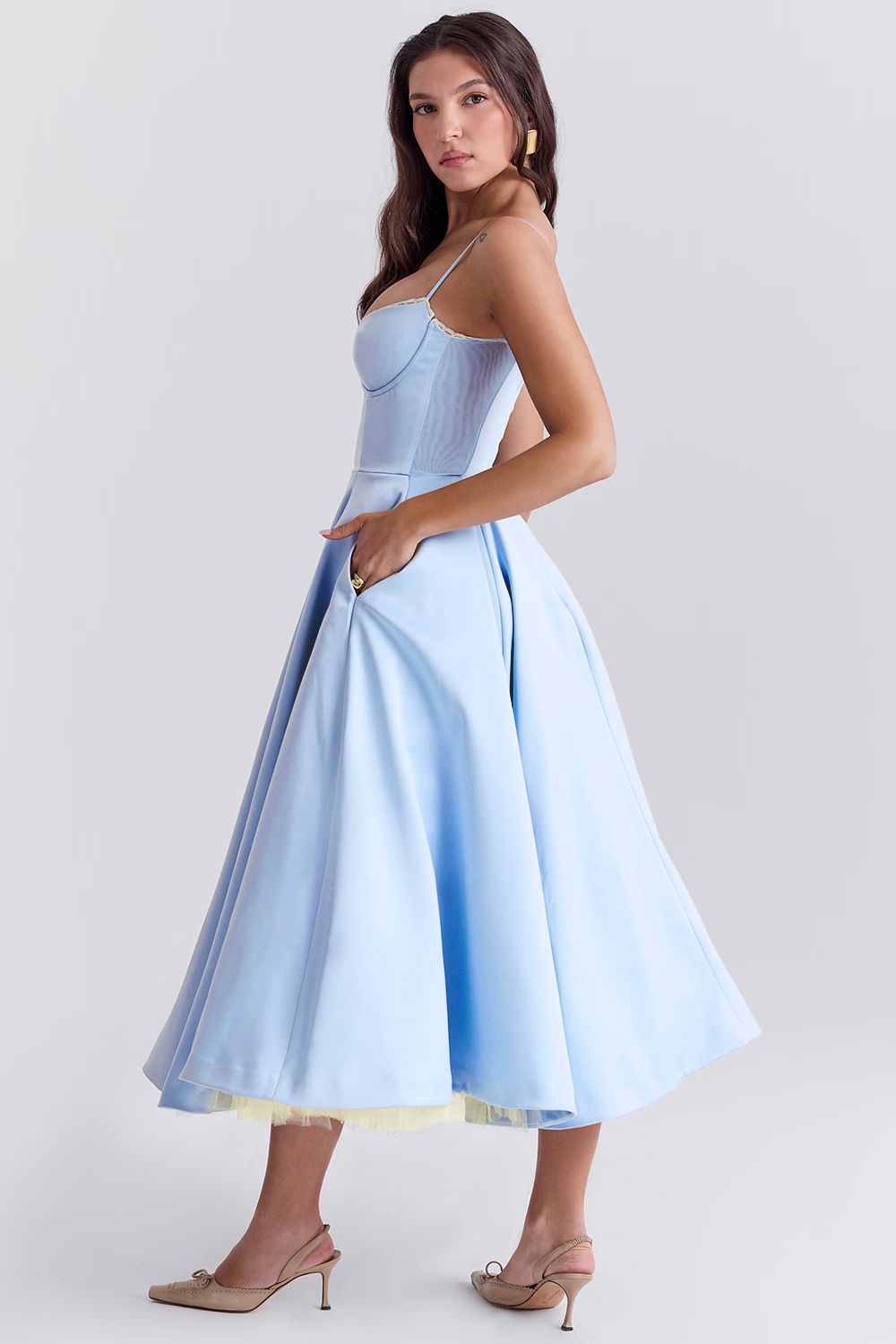Midi Jurk - Korset Buste & Volle Rok Met Nauwsluiting