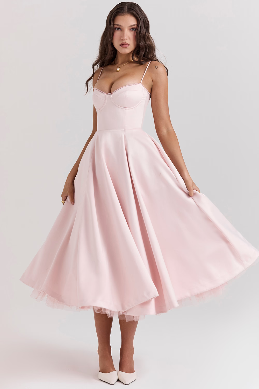 Midi Jurk - Korset Buste & Volle Rok Met Nauwsluiting