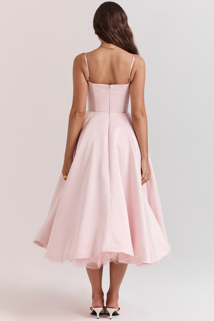 Midi Jurk - Korset Buste & Volle Rok Met Nauwsluiting