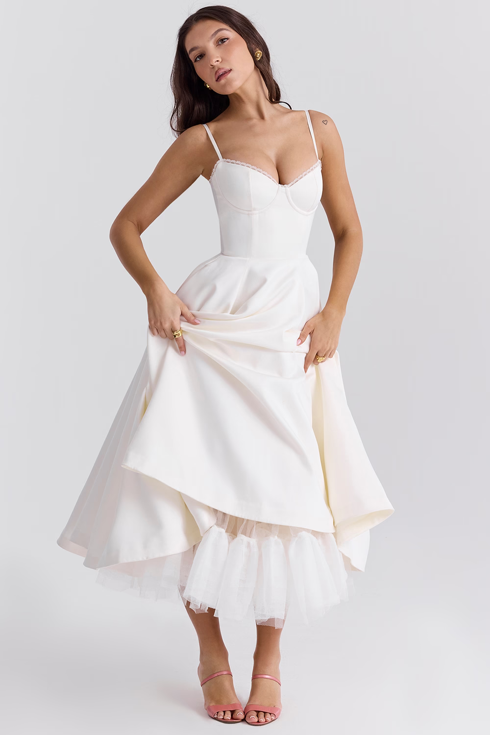 Midi Jurk - Korset Buste & Volle Rok Met Nauwsluiting