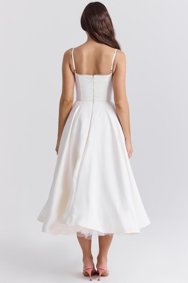 Midi Jurk - Korset Buste & Volle Rok Met Nauwsluiting