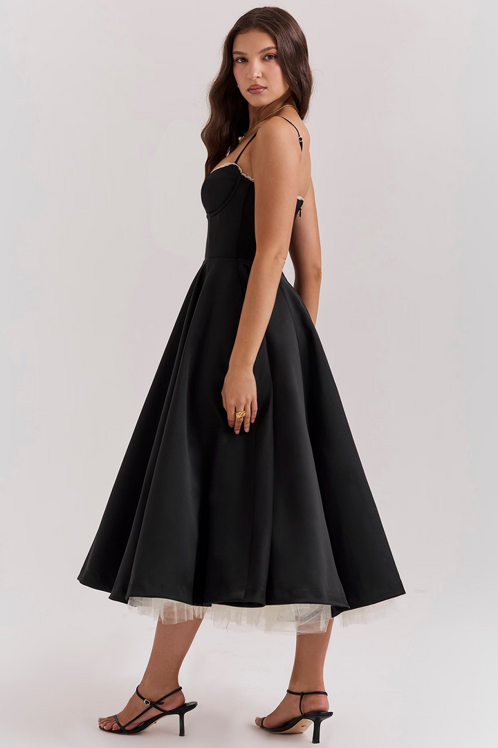 Midi Jurk - Korset Buste & Volle Rok Met Nauwsluiting