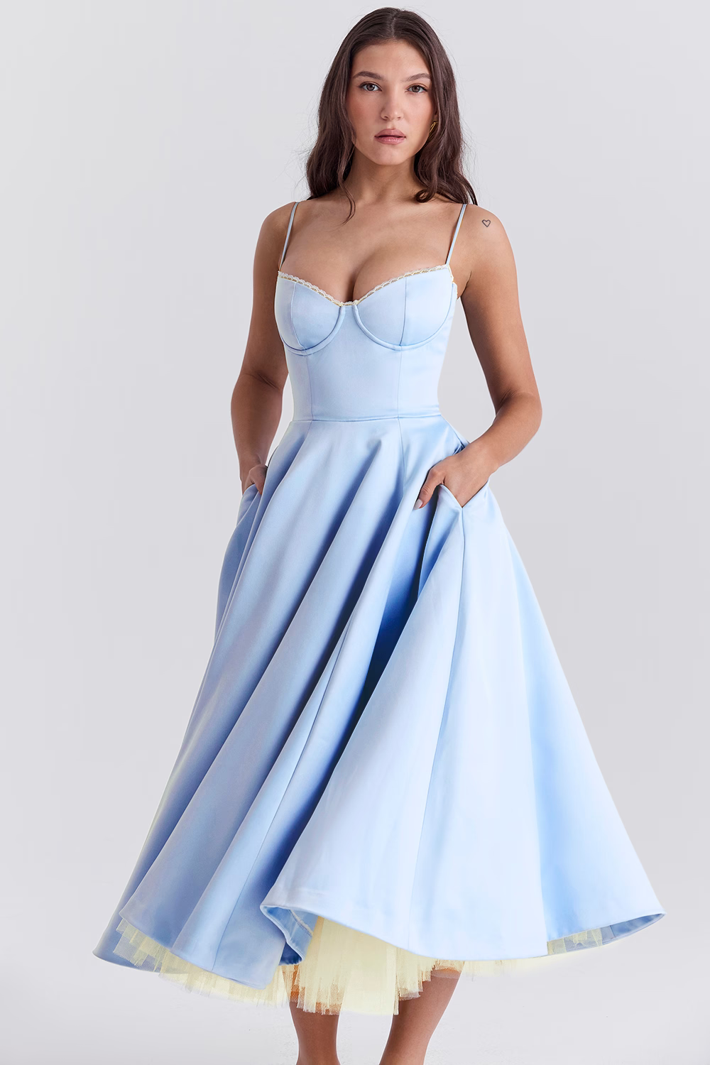 Midi Jurk - Korset Buste & Volle Rok Met Nauwsluiting