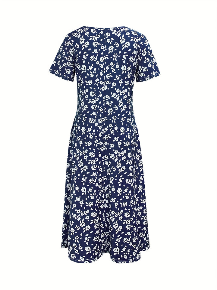 Midi Jurk – V-Hals & Peplum-Stijl Met Flexibele Pasvorm
