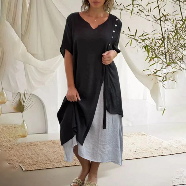 Midi-jurk - Oversized Snit & Vloeiend Materiaalontwerp