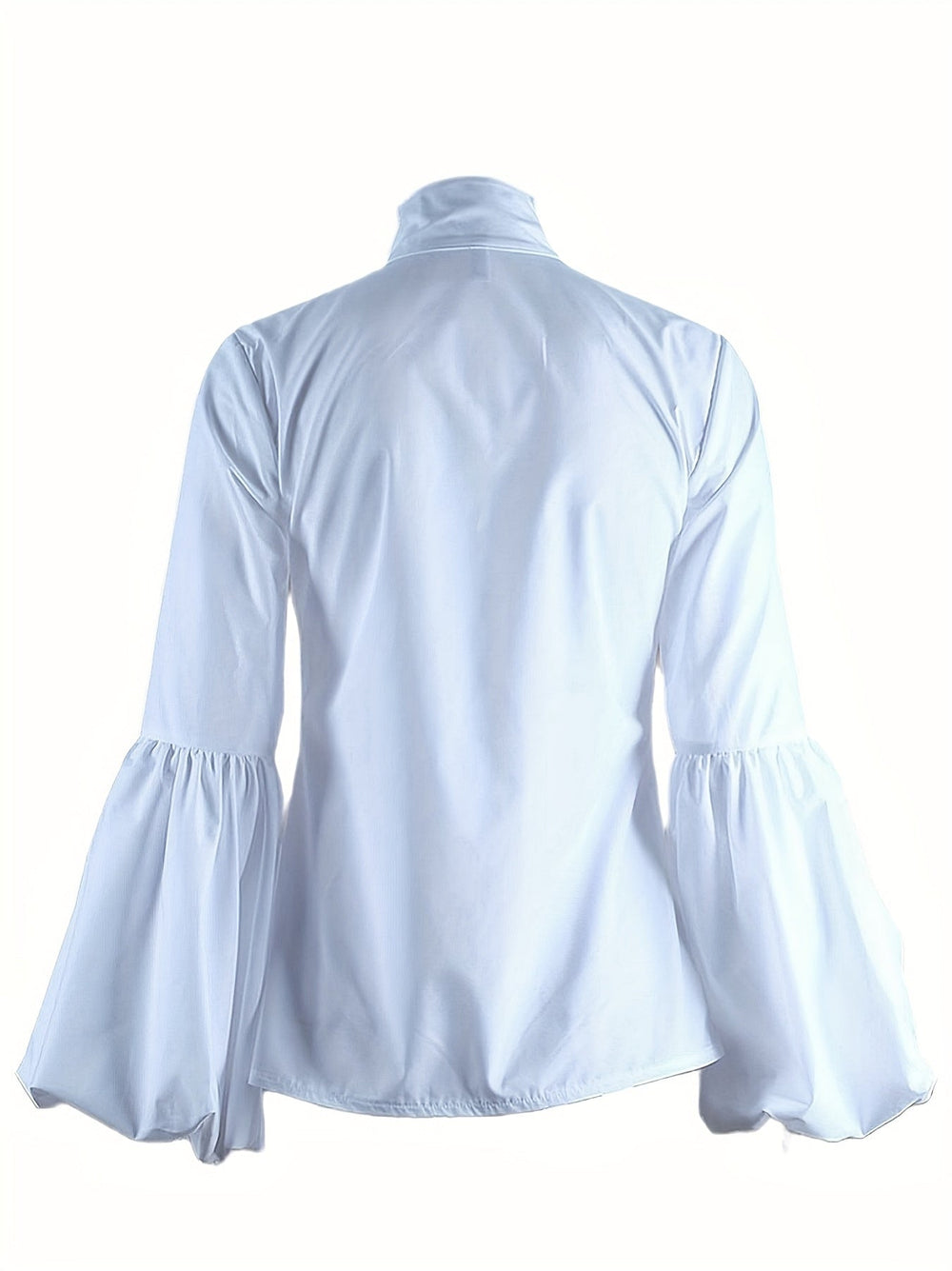 Mock Neck Blouse - Knopen Voorzijde & Lantaarn Mouwen Ontwerp
