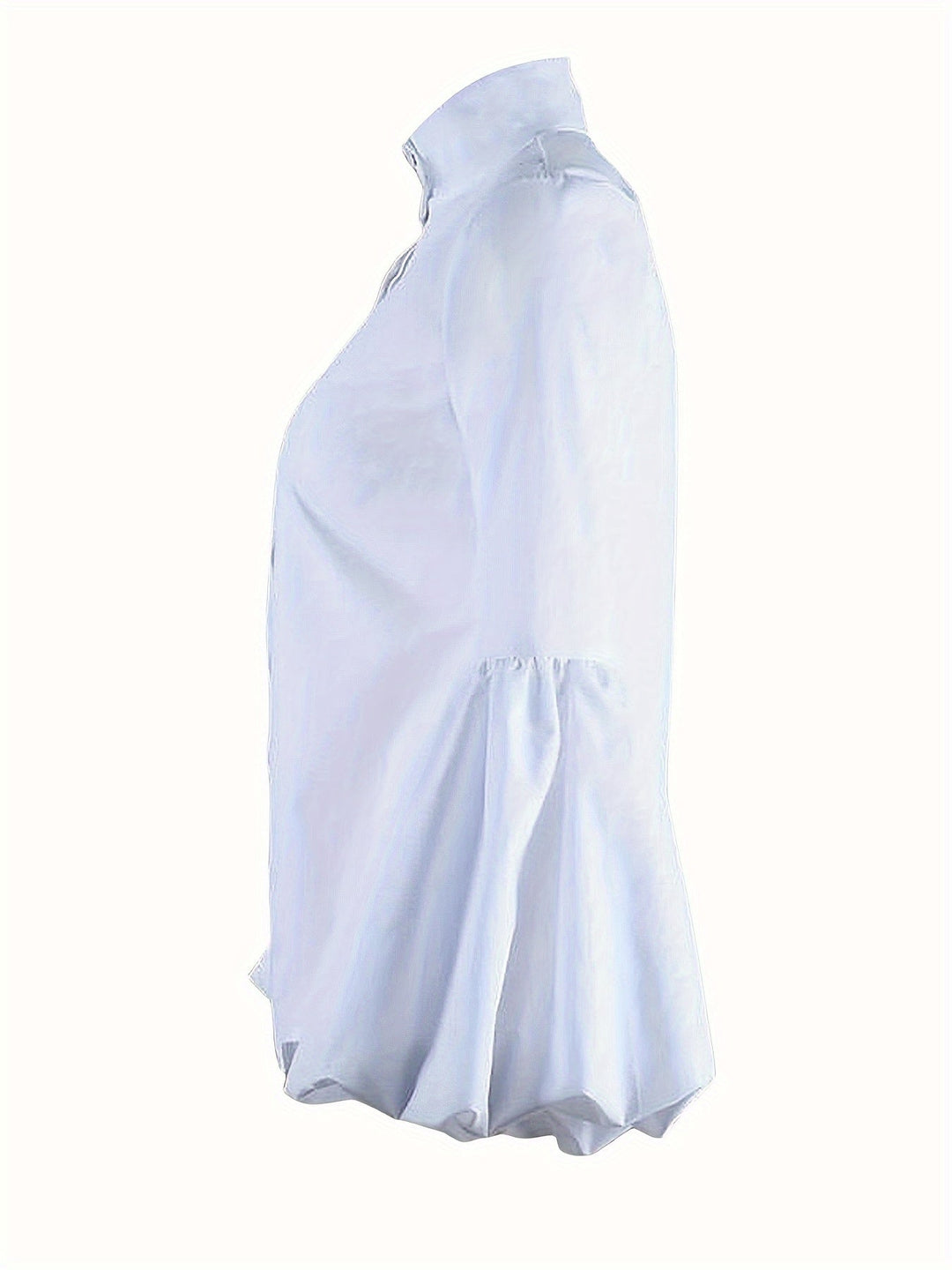Mock Neck Blouse - Knopen Voorzijde & Lantaarn Mouwen Ontwerp