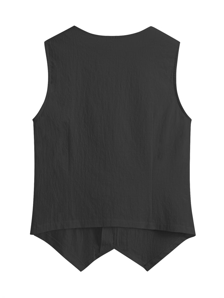 Mouwloos Vest – V-Hals & Knoopsluiting aan de Voorkant