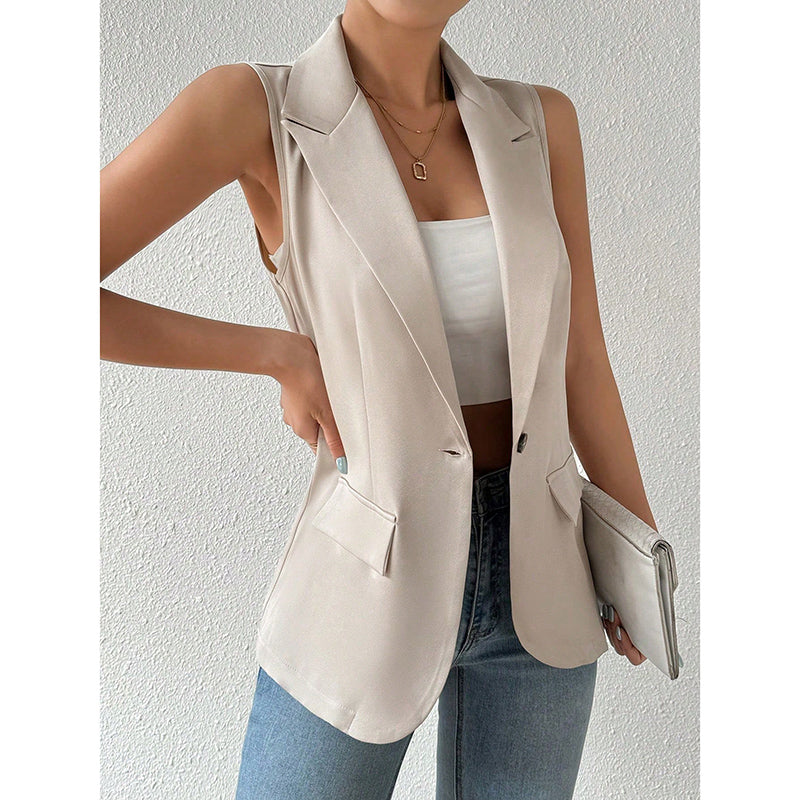 Mouwloze Blazer – Open Voorkant & Fitted Pasvorm