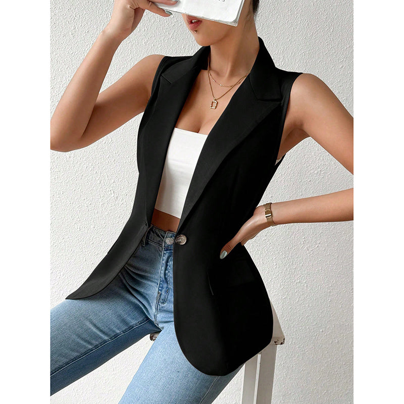 Mouwloze Blazer – Open Voorkant & Fitted Pasvorm
