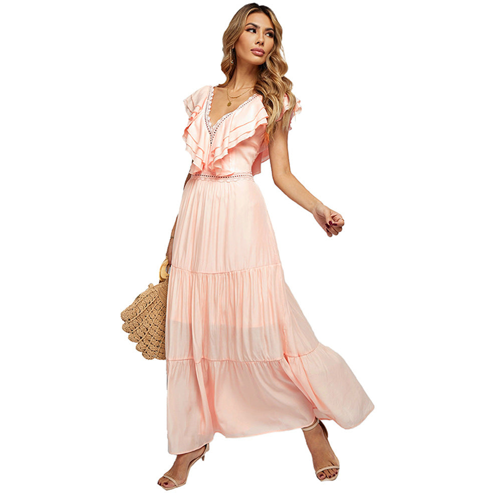 Mouwloze Jurk – Diepe V-hals & Ademend Materiaal
