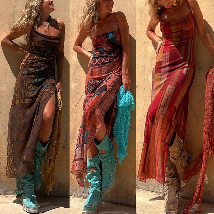 Mouwloze Jurk – Gedrukt Tulle & Flexibele Pasvorm