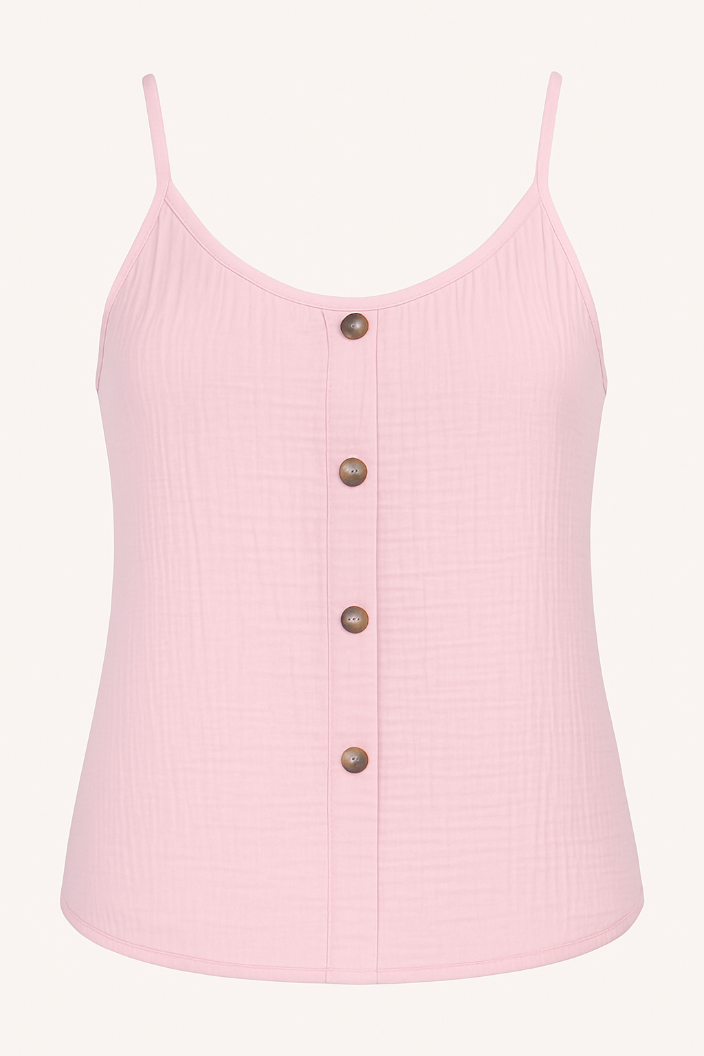 Mouwloze Top – Effen Kleur & Knoopdecoratie