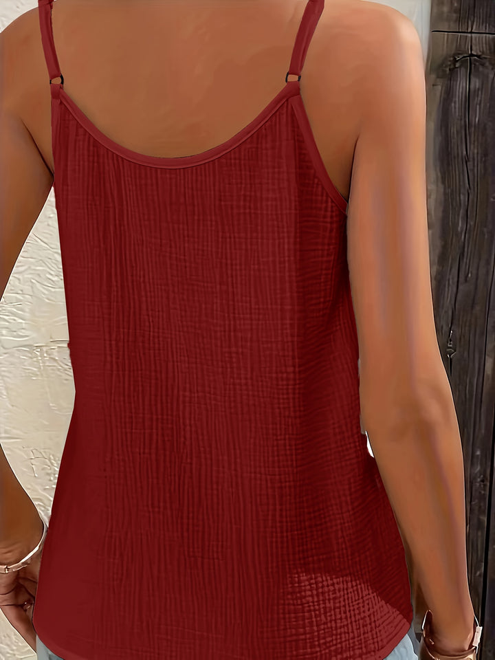 Mouwloze Top – Effen Kleur & Knoopdecoratie voor Comfort