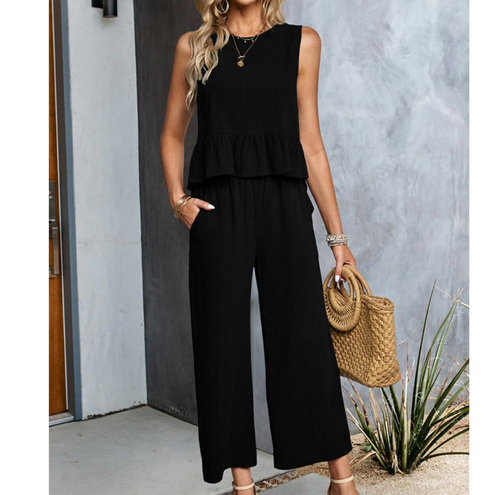 Mouwloze Top met Wijde Broek – Katoen-Linnenmix & Comfortabele Pasvorm