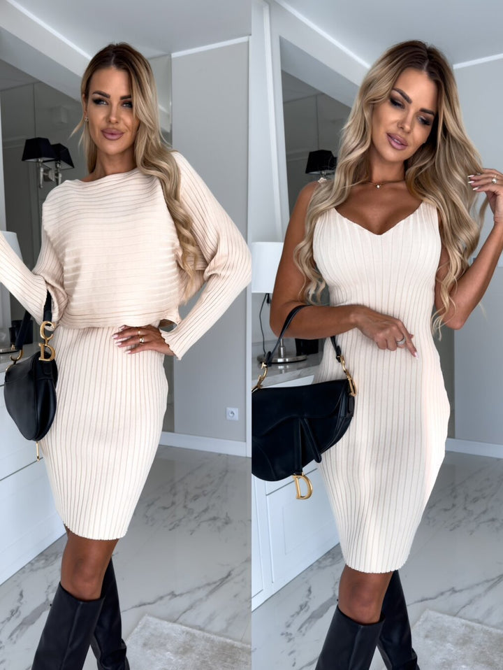 Mystique tweedelige set - De Ultieme Mouwloze Jurk met Bijpassende Sweater