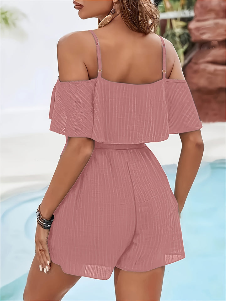 Off-Shoulder Romper met Ruffle Accenten – Comfortabele Pasvorm & Stijlvol Ontwerp