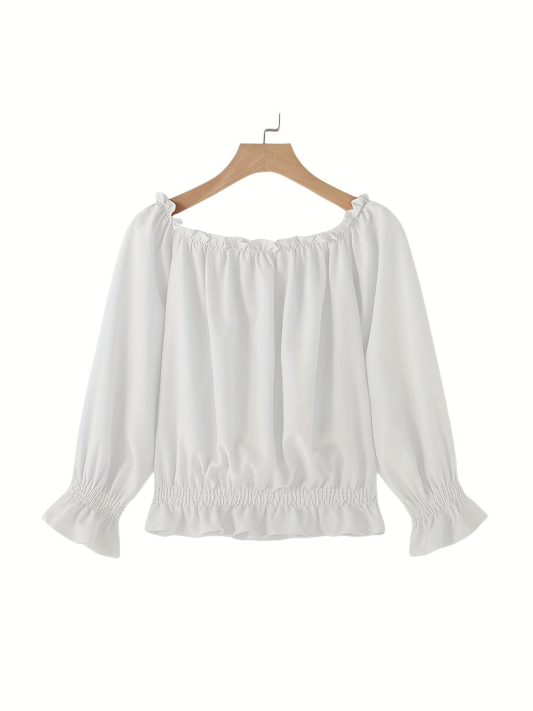 Off-Shoulder Top - Lange Mouwen & Rimpel Onderzijde Design