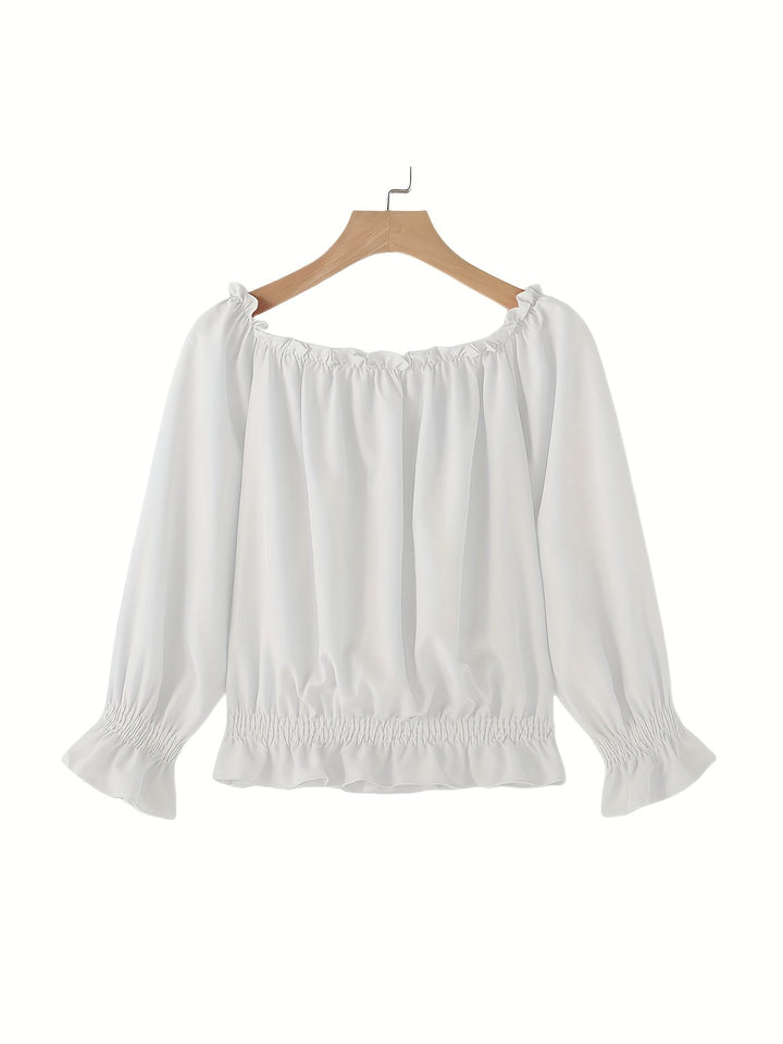 Off-Shoulder Top - Lange Mouwen & Rimpel Onderzijde Design