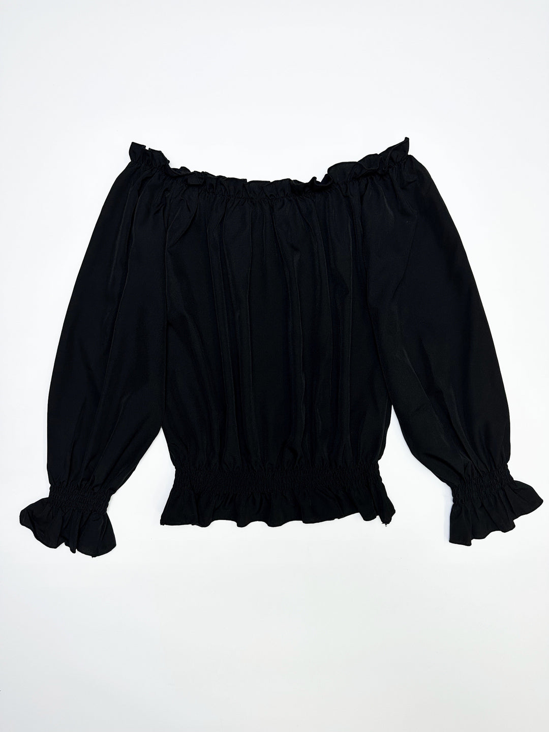 Off-Shoulder Top - Lange Mouwen & Rimpel Onderzijde Design