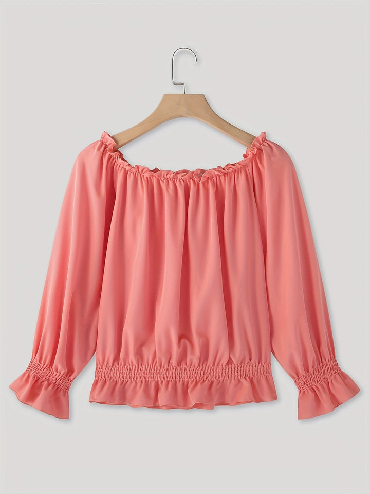 Off-Shoulder Top - Lange Mouwen & Rimpel Onderzijde Design
