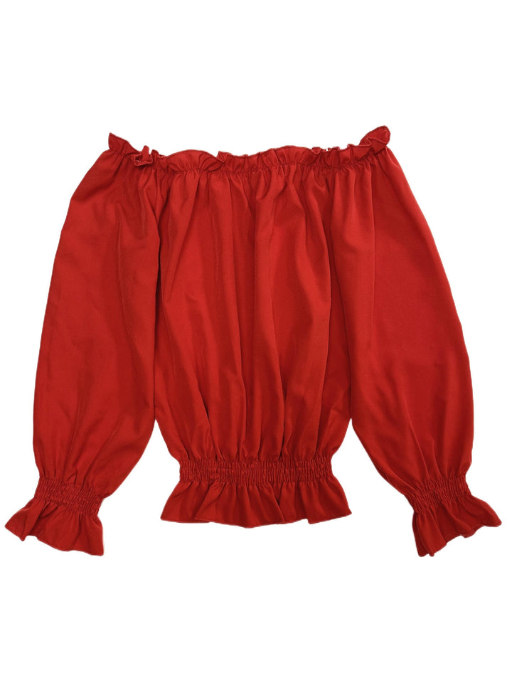 Off-Shoulder Top - Lange Mouwen & Rimpel Onderzijde Design