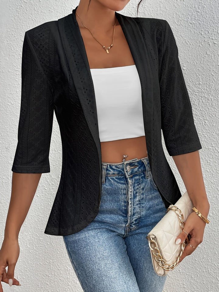 Open vest - geborduurd Eyelet en lichtgewicht breisel