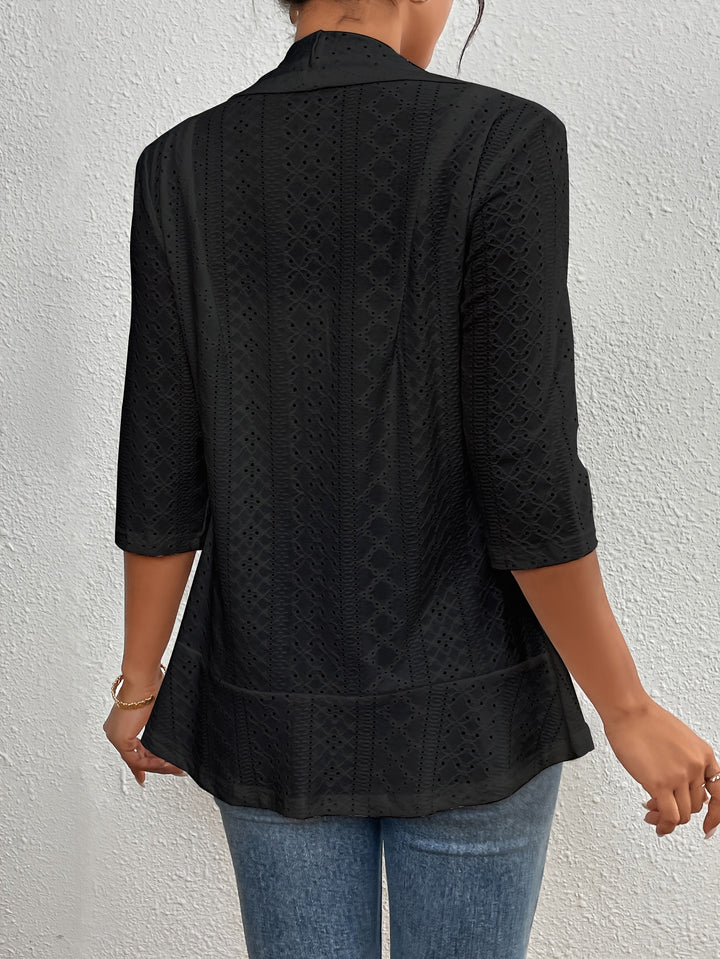 Open vest - geborduurd Eyelet en lichtgewicht breisel