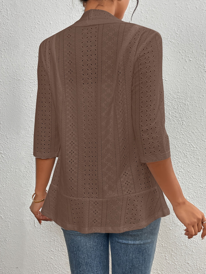 Open vest - geborduurd Eyelet en lichtgewicht breisel