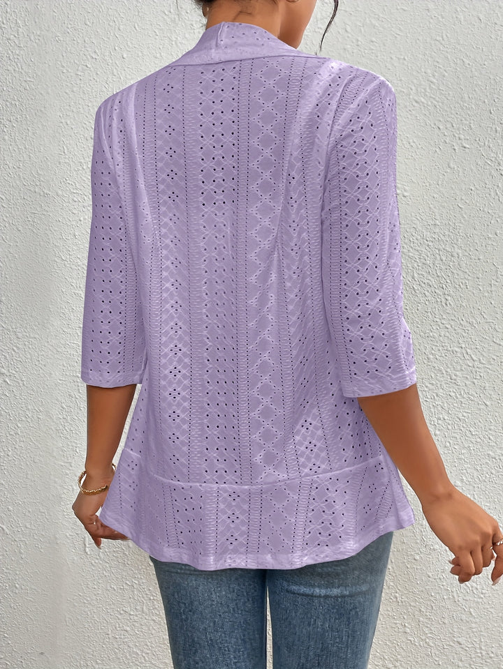 Open vest - geborduurd Eyelet en lichtgewicht breisel