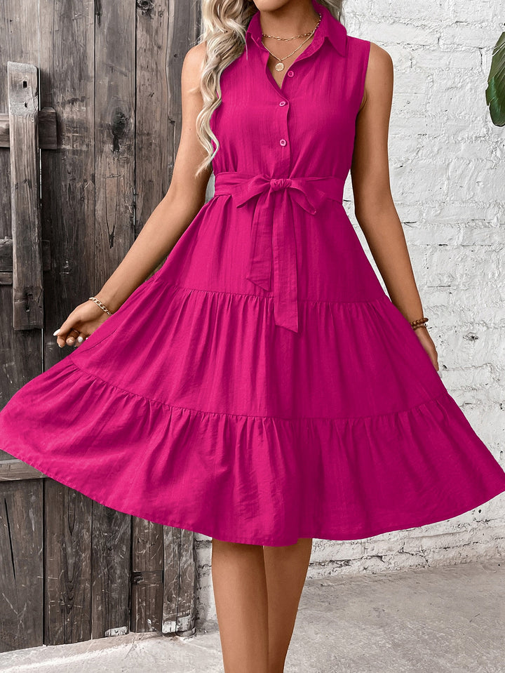 Overhemdjurk - Ruffle Hem Detail & Verstelbare Riem Taille