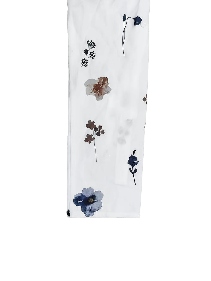 Overhemdjurk met bloemenprint - Lange Mouwen & Gedimd Hemddesign