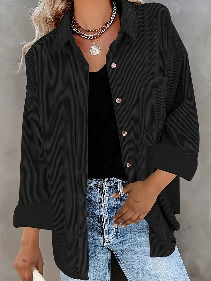 Oversized Corduroy Shirt - Lange Mouwen & Functionele Zakjes