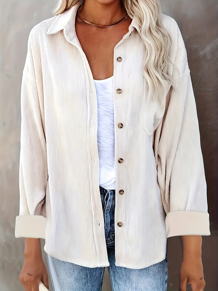Oversized Corduroy Shirt - Lange Mouwen & Functionele Zakjes
