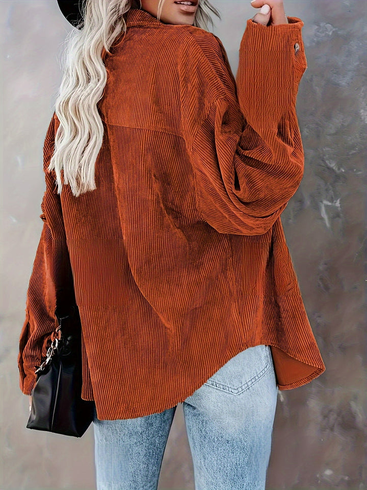 Oversized Corduroy Shirt - Lange Mouwen & Functionele Zakjes