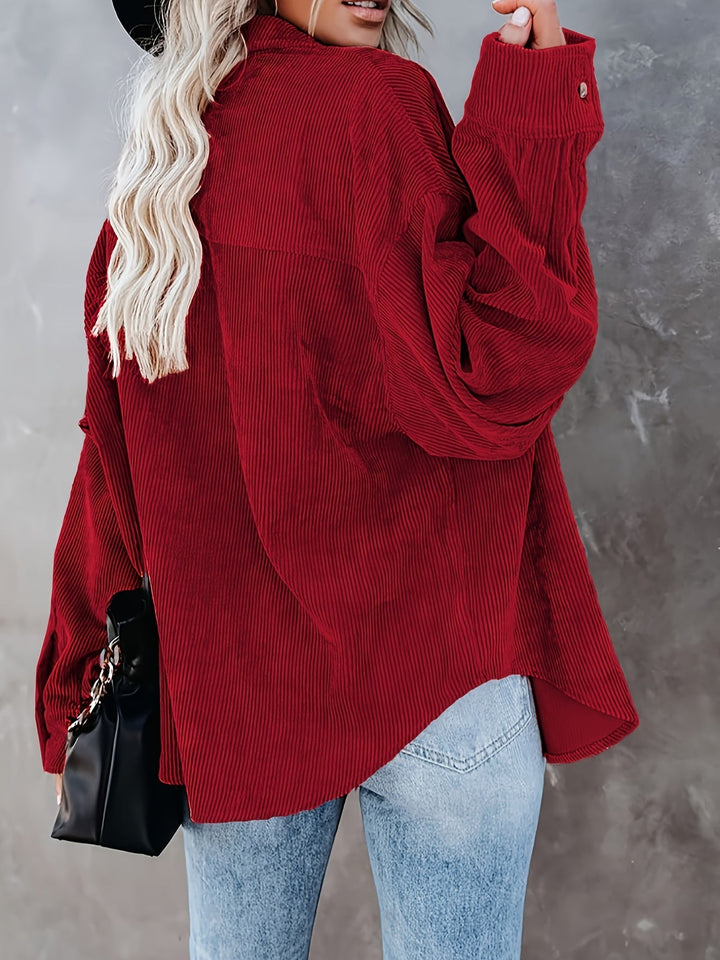 Oversized Corduroy Shirt - Lange Mouwen & Functionele Zakjes