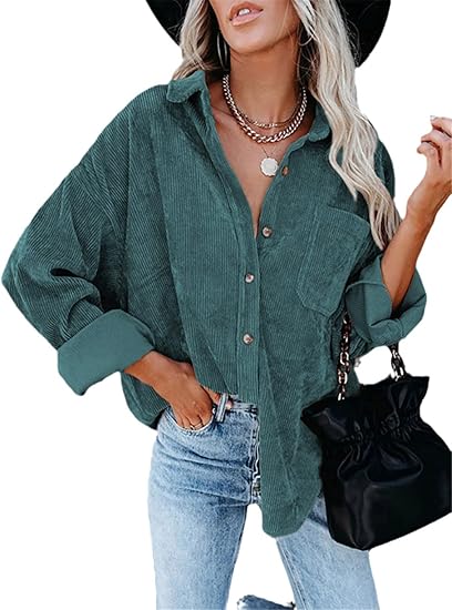 Oversized Corduroy Shirt - Lange Mouwen & Functionele Zakjes