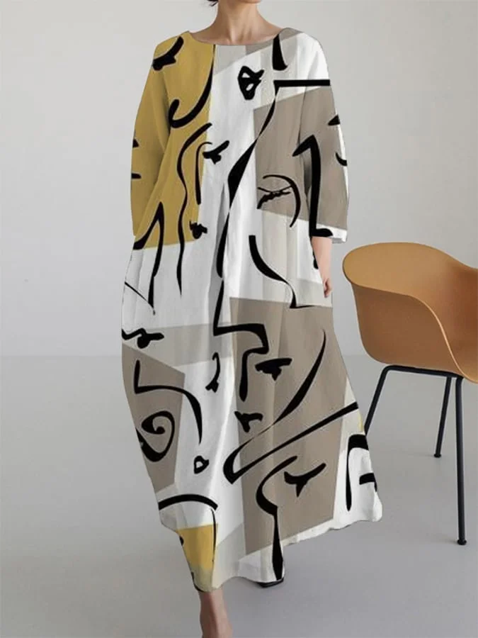 Paislee - Damesjurk met retro abstracte menselijke print