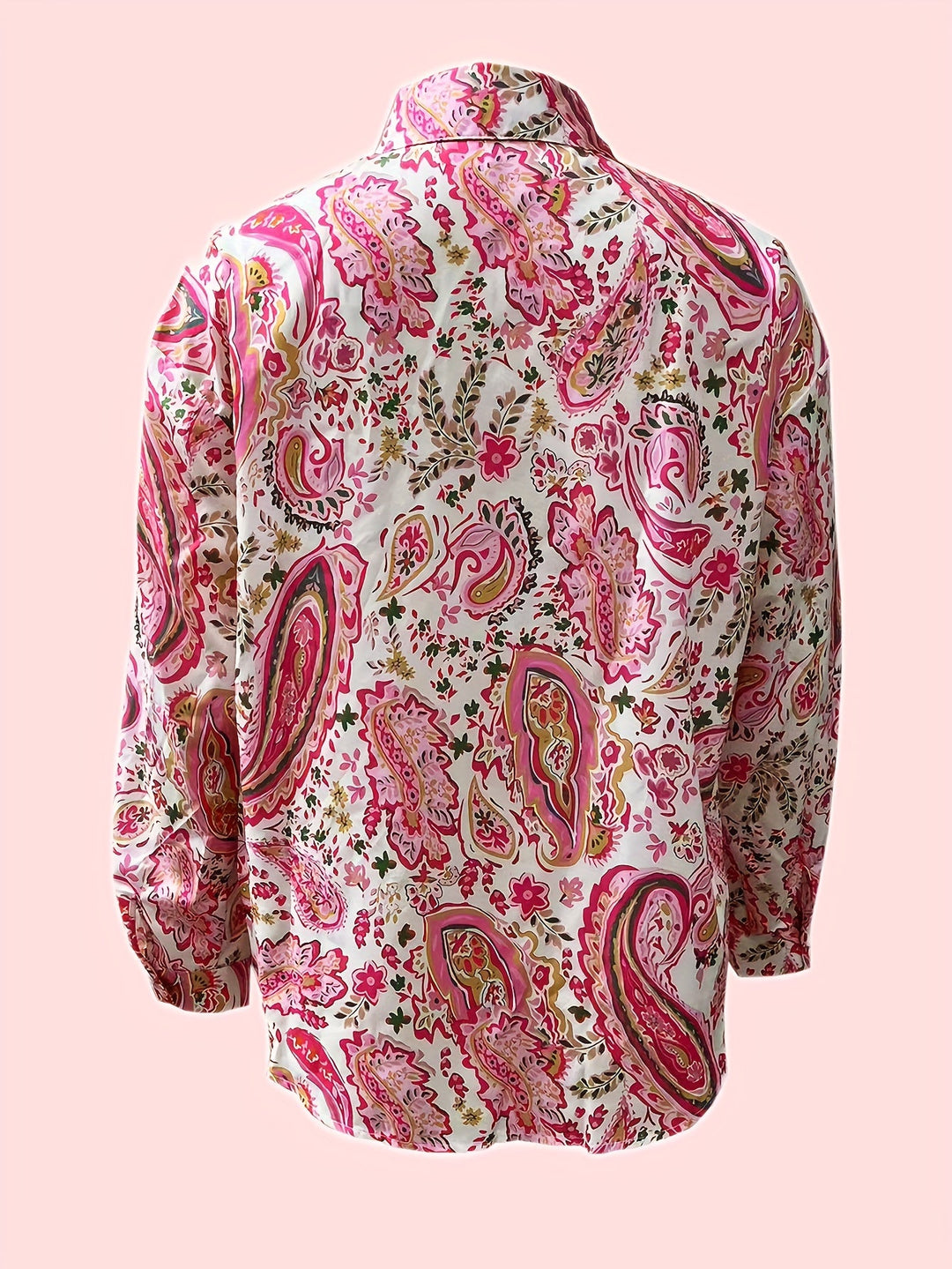 Paisley Print Polo Kraag Shirt - Knopen Sluiting & Lange Mouwen