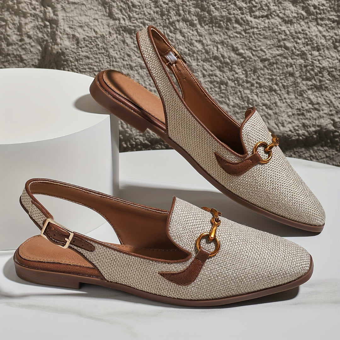 Platte Sandalen – Metallic Gespdecor & Lichtgewicht Comfort