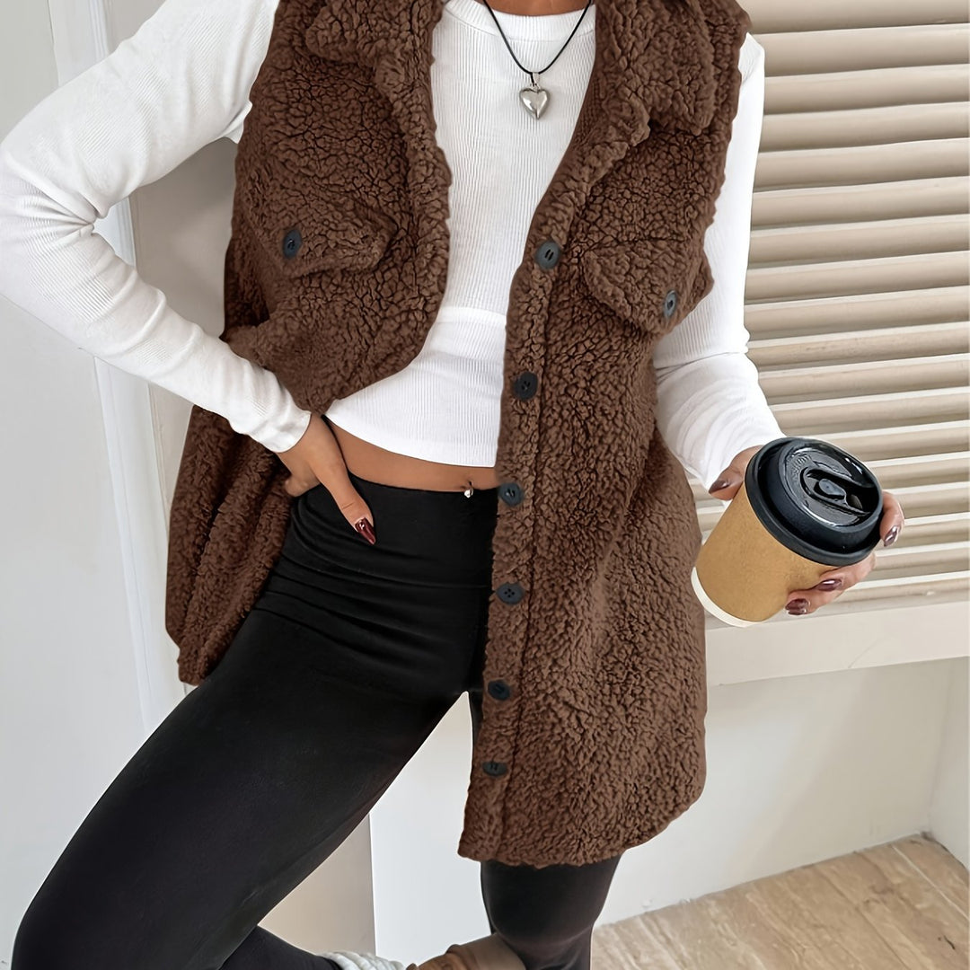 Pluche Vest – Mouwloos Laagje & Warme Zachte Structuur