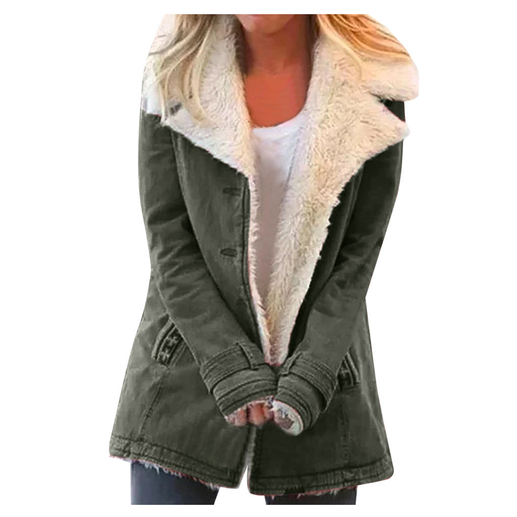 Plucheblend Jas - Revers En Knopsluiting Voor Warmte