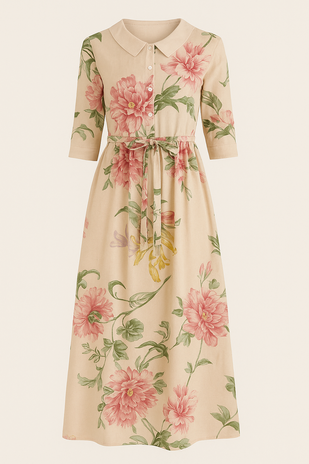 Poe - Vintage kanten jurk met botanische bloemenprint